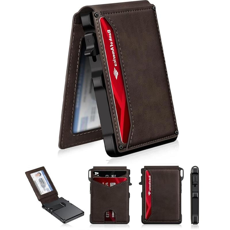 Kervalon® Premium Aluminum RFID Blocking Minimalist Wallet - Pop-Up Card Access, Money Clip & ID Window