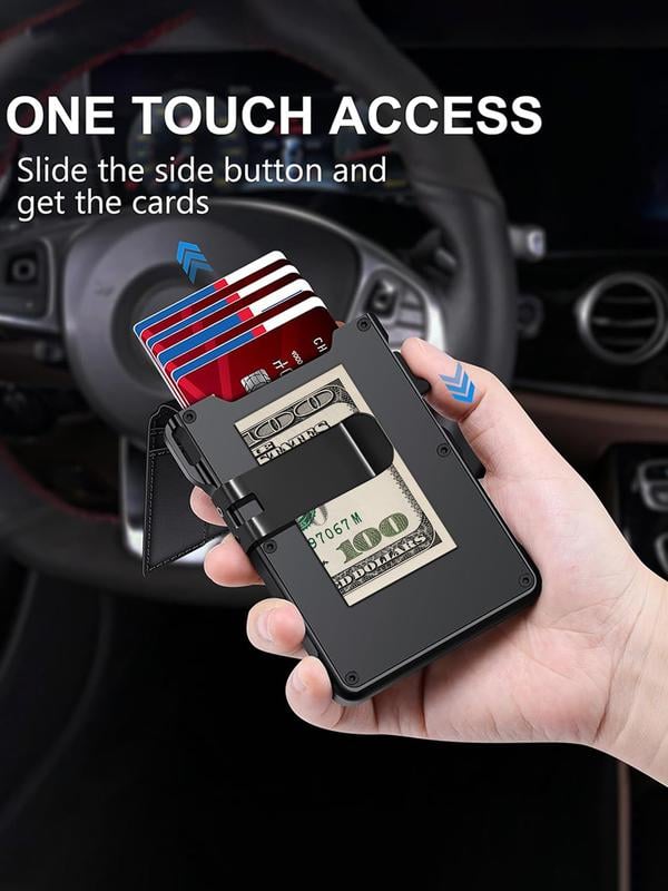 Kervalon® Premium Aluminum RFID Blocking Minimalist Wallet - Pop-Up Card Access, Money Clip & ID Window