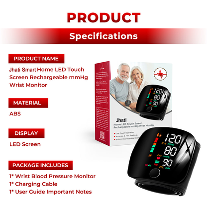 ⭐️Kervalon® Home LED Touch Screen Rechargeable mmHg Wrist Monitor