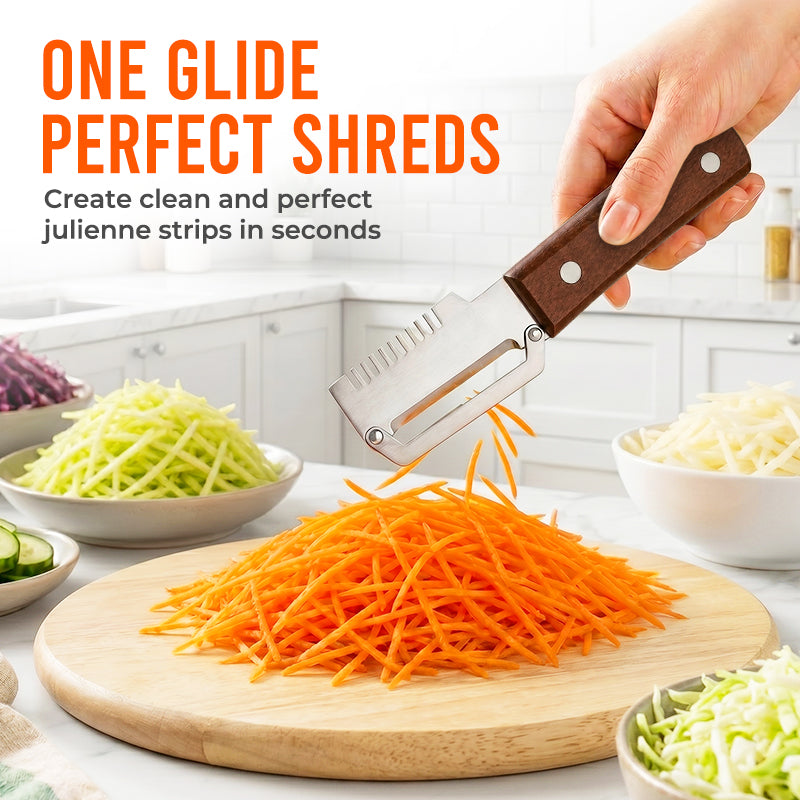 ⭐️Kervalon® Easy-Grip Wooden Peeler & Veggie Shredder
