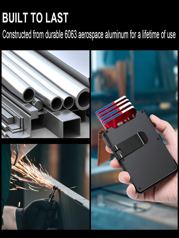 Kervalon® Premium Aluminum RFID Blocking Minimalist Wallet - Pop-Up Card Access, Money Clip & ID Window