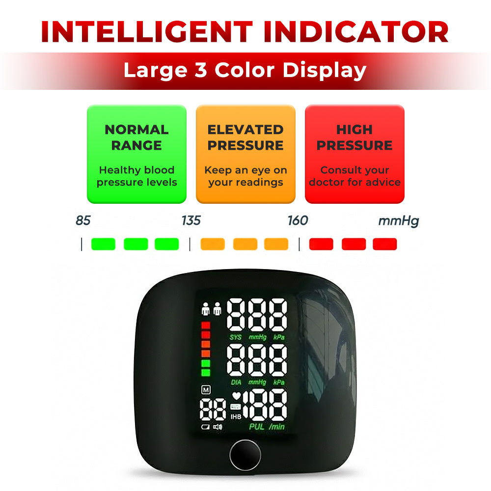 ⭐️Kervalon® Home LED Touch Screen Rechargeable mmHg Wrist Monitor