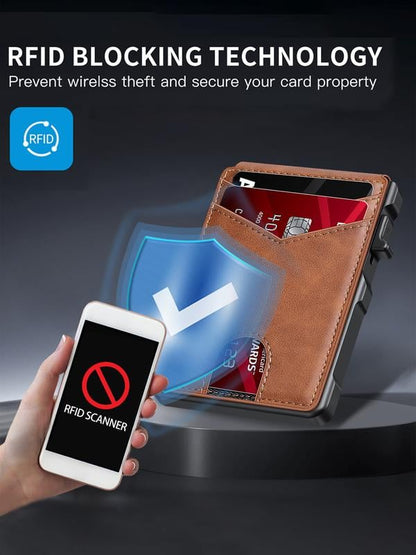 Kervalon® Premium Aluminum RFID Blocking Minimalist Wallet - Pop-Up Card Access, Money Clip & ID Window