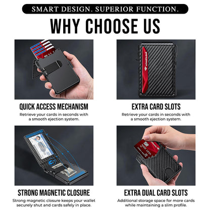 Kervalon® Premium Aluminum RFID Blocking Minimalist Wallet - Pop-Up Card Access, Money Clip & ID Window