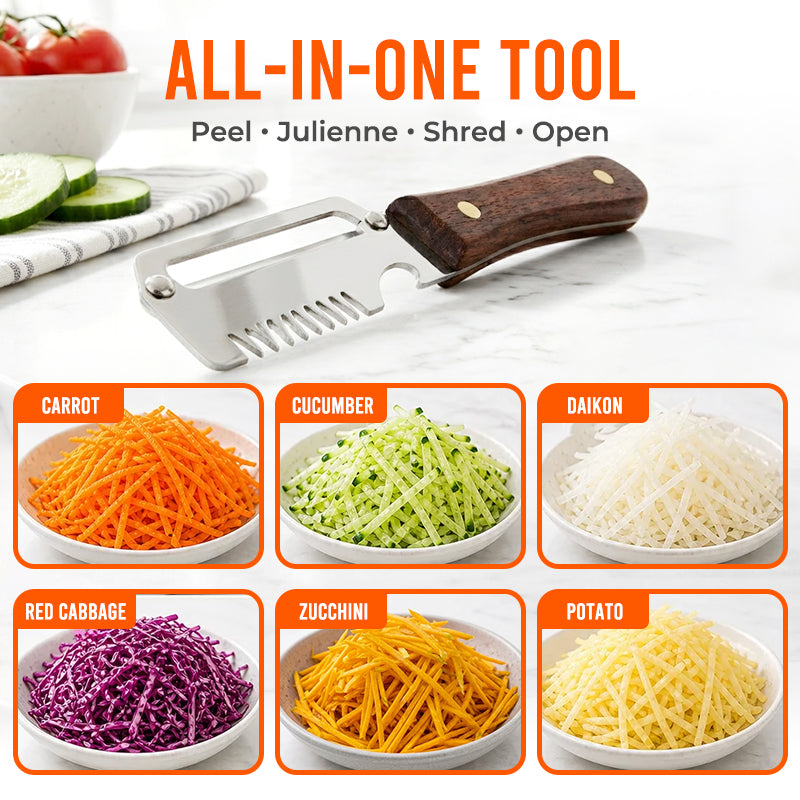 ⭐️Kervalon® Easy-Grip Wooden Peeler & Veggie Shredder
