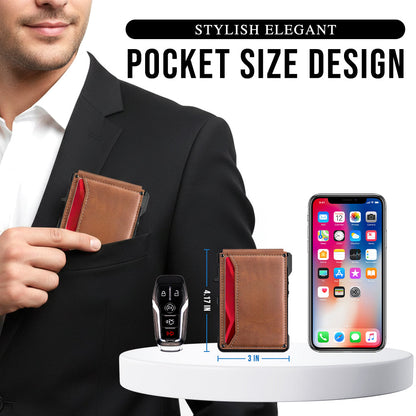 Kervalon® Premium Aluminum RFID Blocking Minimalist Wallet - Pop-Up Card Access, Money Clip & ID Window