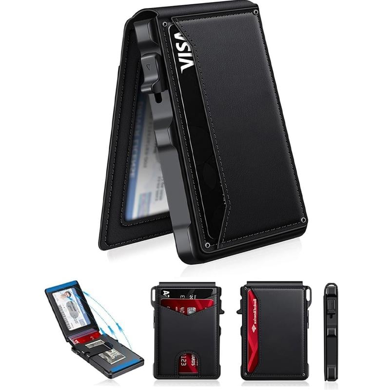 Kervalon® Premium Aluminum RFID Blocking Minimalist Wallet - Pop-Up Card Access, Money Clip & ID Window
