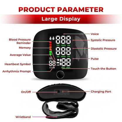 ⭐️Kervalon® Home LED Touch Screen Rechargeable mmHg Wrist Monitor