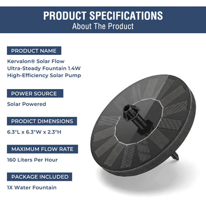Kervalon® Solar Flow Ultra-Steady Fountain 1.4W High-Efficiency Solar Pump