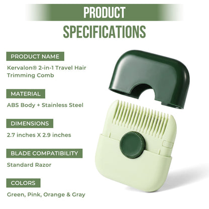 Kervalon® 2-in-1 Travel Hair Trimming Comb