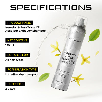 Kervalon® Zero Trace Oil Absorber Light Dry Shampoo