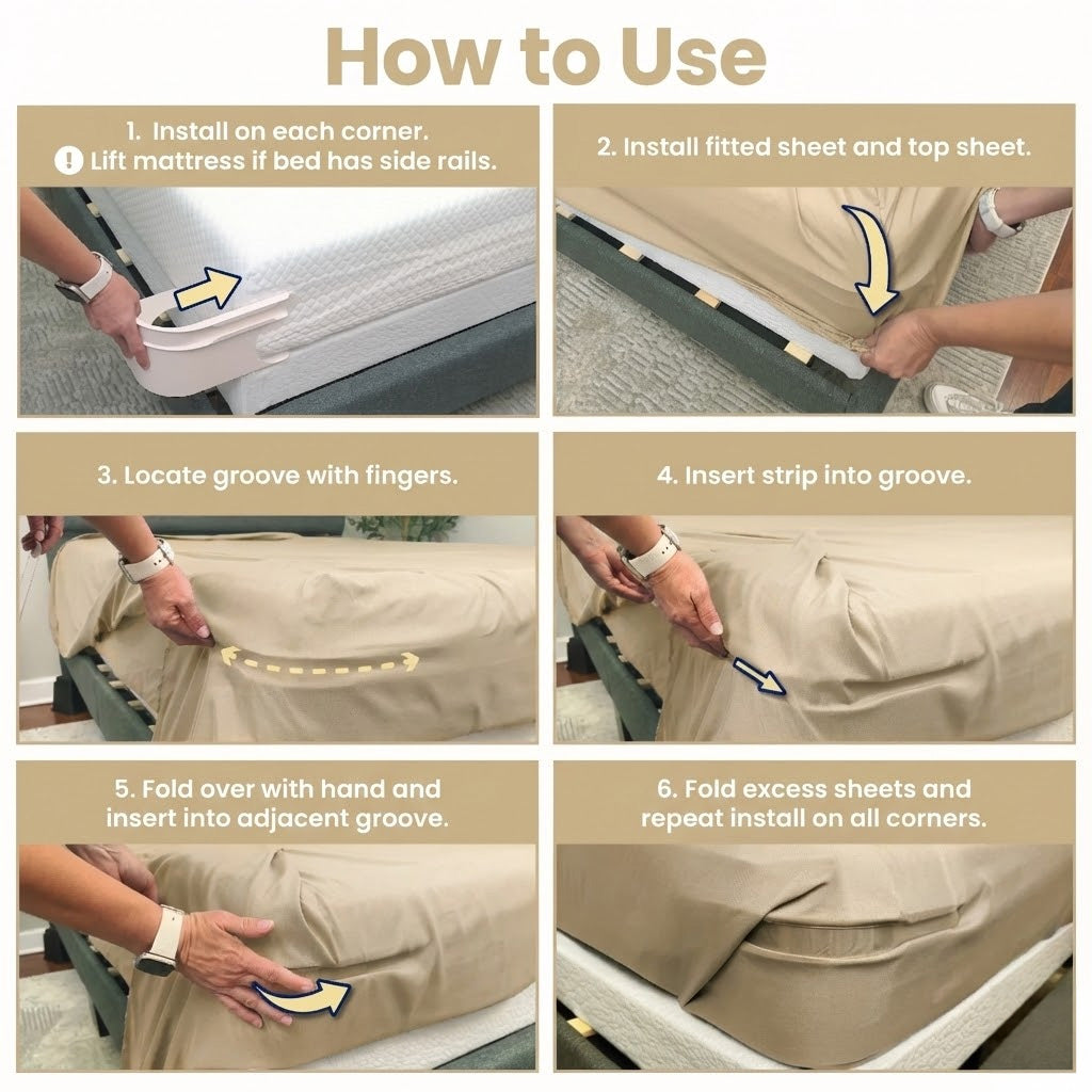 ⭐️Kervalon® Fitted Bed Sheet Holders Firm Sheet Grip 𝘸𝘪𝘵𝘩 𝘐𝘯𝘷𝘪𝘴𝘪𝘣𝘭𝘦 𝘚𝘵𝘳𝘪𝘱𝘴