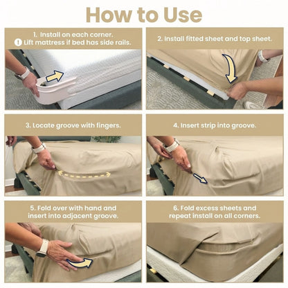 ⭐️Kervalon® Fitted Bed Sheet Holders Firm Sheet Grip 𝘸𝘪𝘵𝘩 𝘐𝘯𝘷𝘪𝘴𝘪𝘣𝘭𝘦 𝘚𝘵𝘳𝘪𝘱𝘴