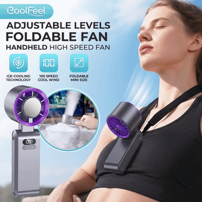 Kervalon® CoolFeel Adjustable Levels Foldable Fan Handheld High Speed Fan