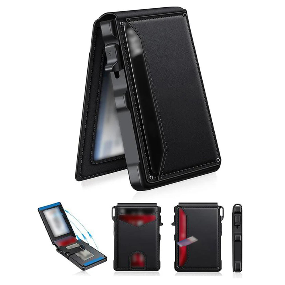 Kervalon® Premium Aluminum RFID Blocking Minimalist Wallet - Pop-Up Card Access, Money Clip & ID Window