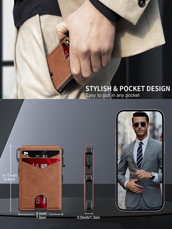 Kervalon® Premium Aluminum RFID Blocking Minimalist Wallet - Pop-Up Card Access, Money Clip & ID Window
