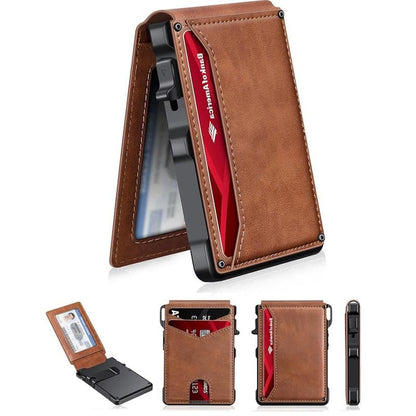 Kervalon® Premium Aluminum RFID Blocking Minimalist Wallet - Pop-Up Card Access, Money Clip & ID Window