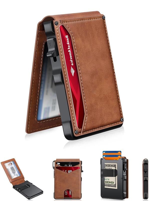 Kervalon® Premium Aluminum RFID Blocking Minimalist Wallet - Pop-Up Card Access, Money Clip & ID Window